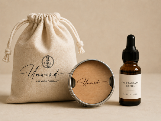 Unwind Car Fragrance Diffuser | Refillable Wooden Car Air Freshner
