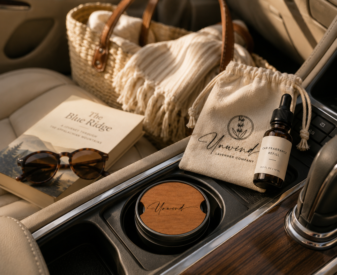 Unwind Car Fragrance Diffuser | Refillable Wooden Car Air Freshner