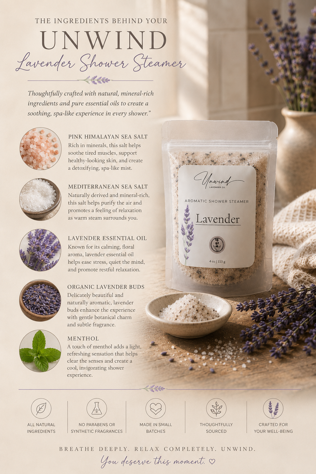 Lavender Shower Steamer Salt