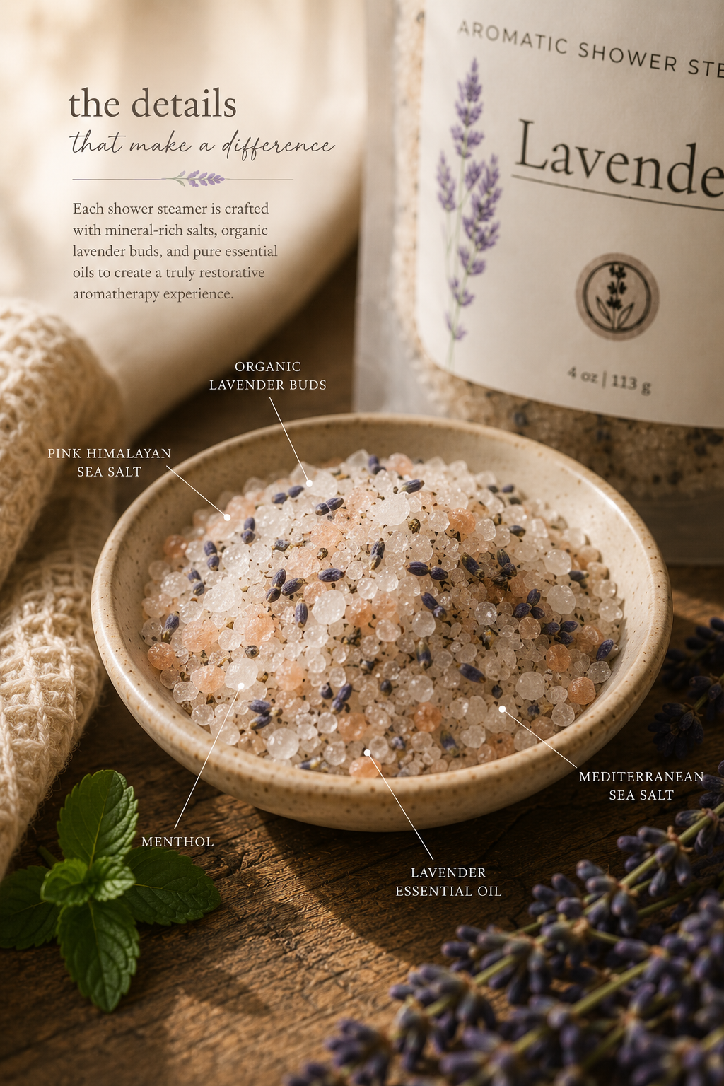 Lavender Shower Steamer Salt